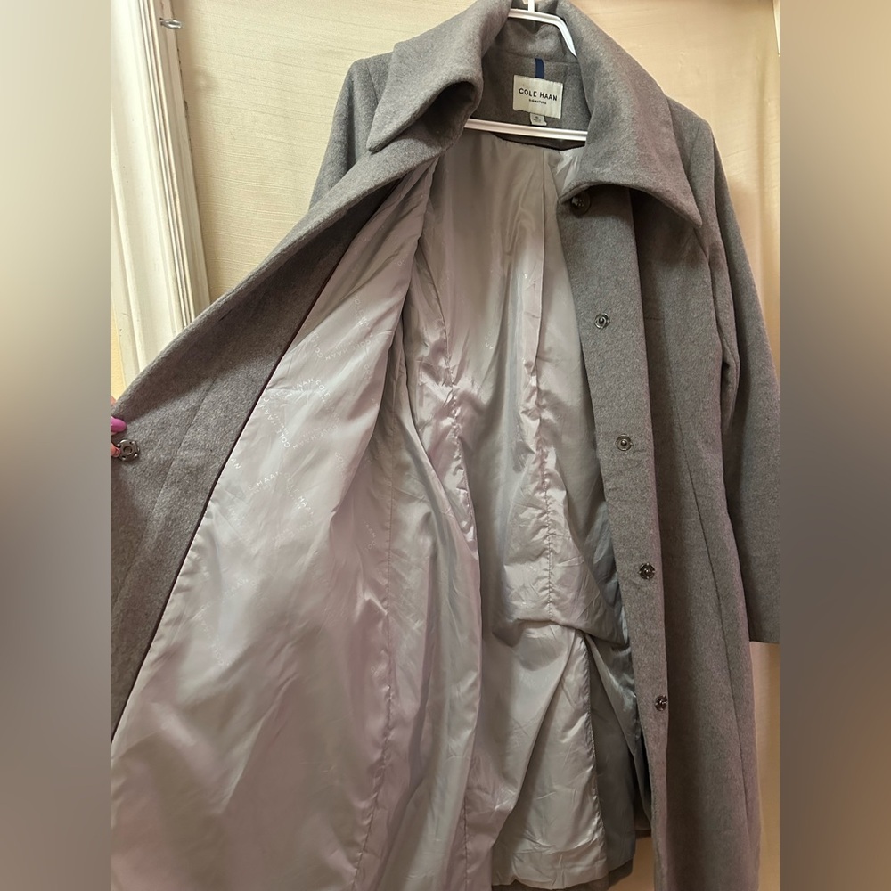 Cole Haan Signature Gray Wool Blend Coat Women’s Size 10 Classic Winter Jacket - Picture 5 of 9